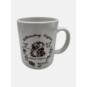 Vintage Colonial Craftsman Williamsburg Virginia White Ceramic Coffee Mug 4"